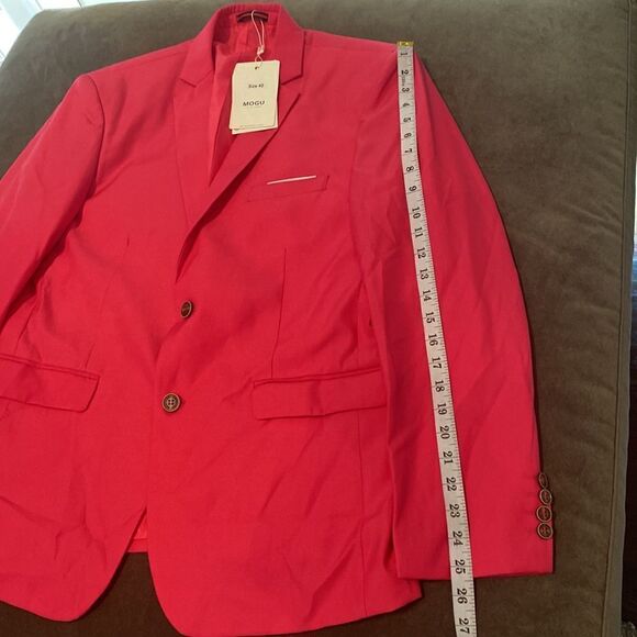 Men’s Mogu Pink Suit Jacket Blazer Two Button Single Breasted Prom Size 40 NWT - Picture 9 of 10